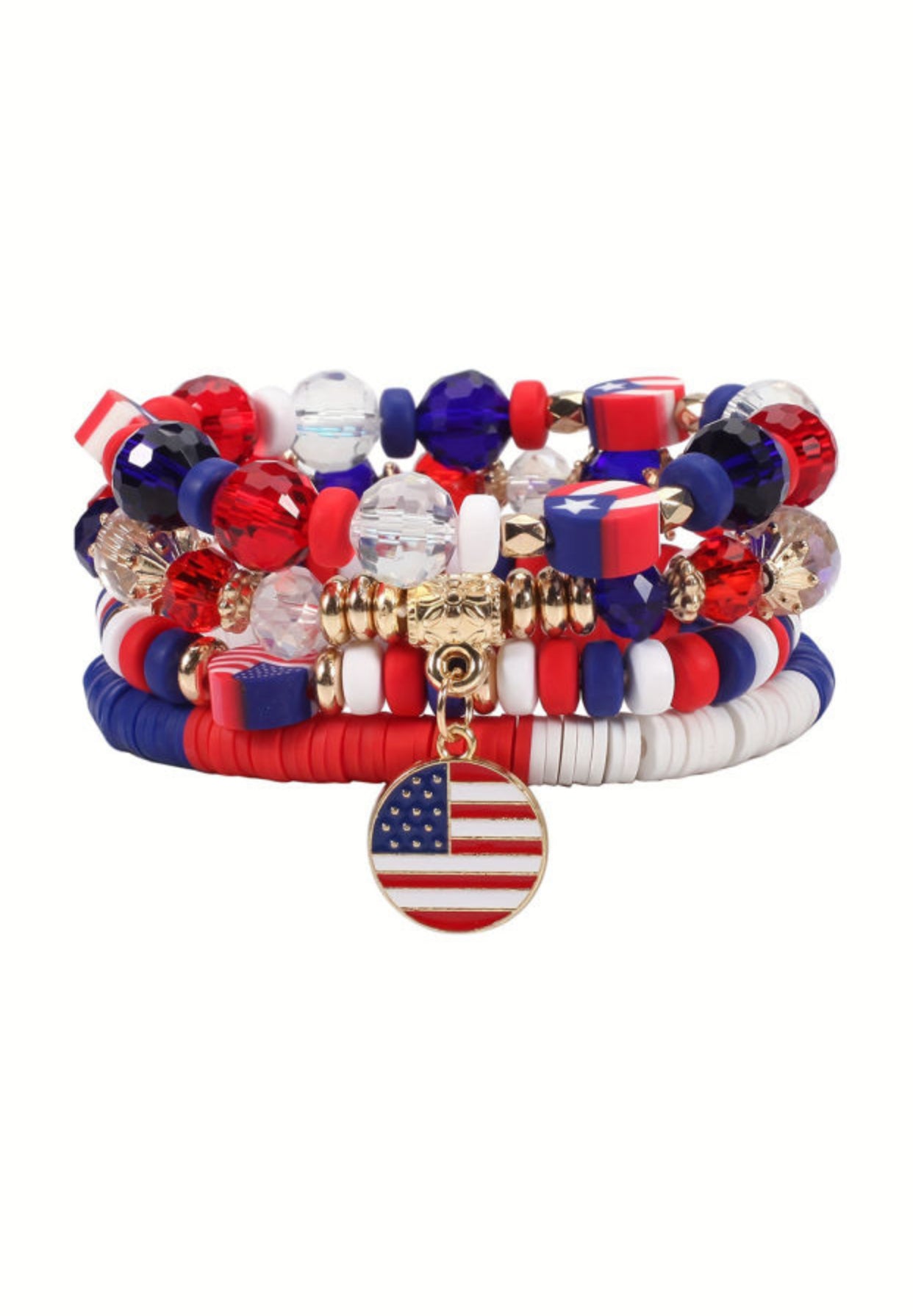 American Flag Multilayered Charm Bracelet