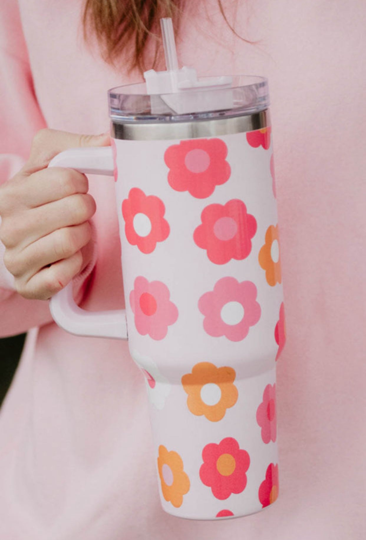 Colorful Flowers 40 oz Pink Tumbler