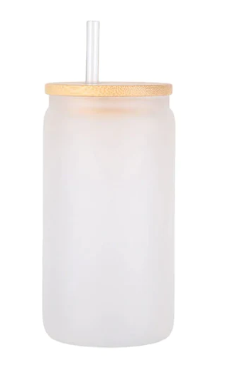 Blank 16 oz Glass Tumbler w/Bamboo lid