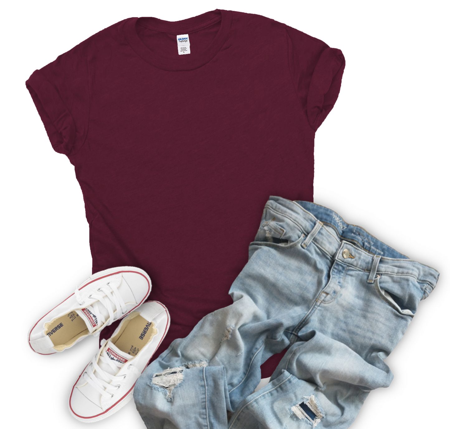 Blank Heather Maroon Tee
