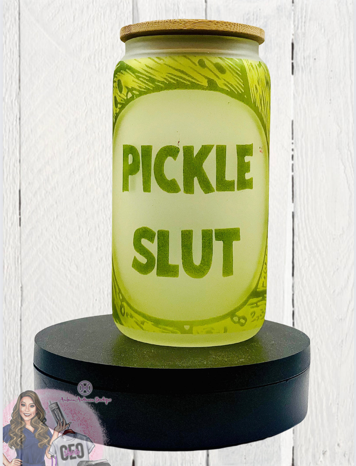 Pickle Slut Frosted Glass Tumbler *ready to ship*