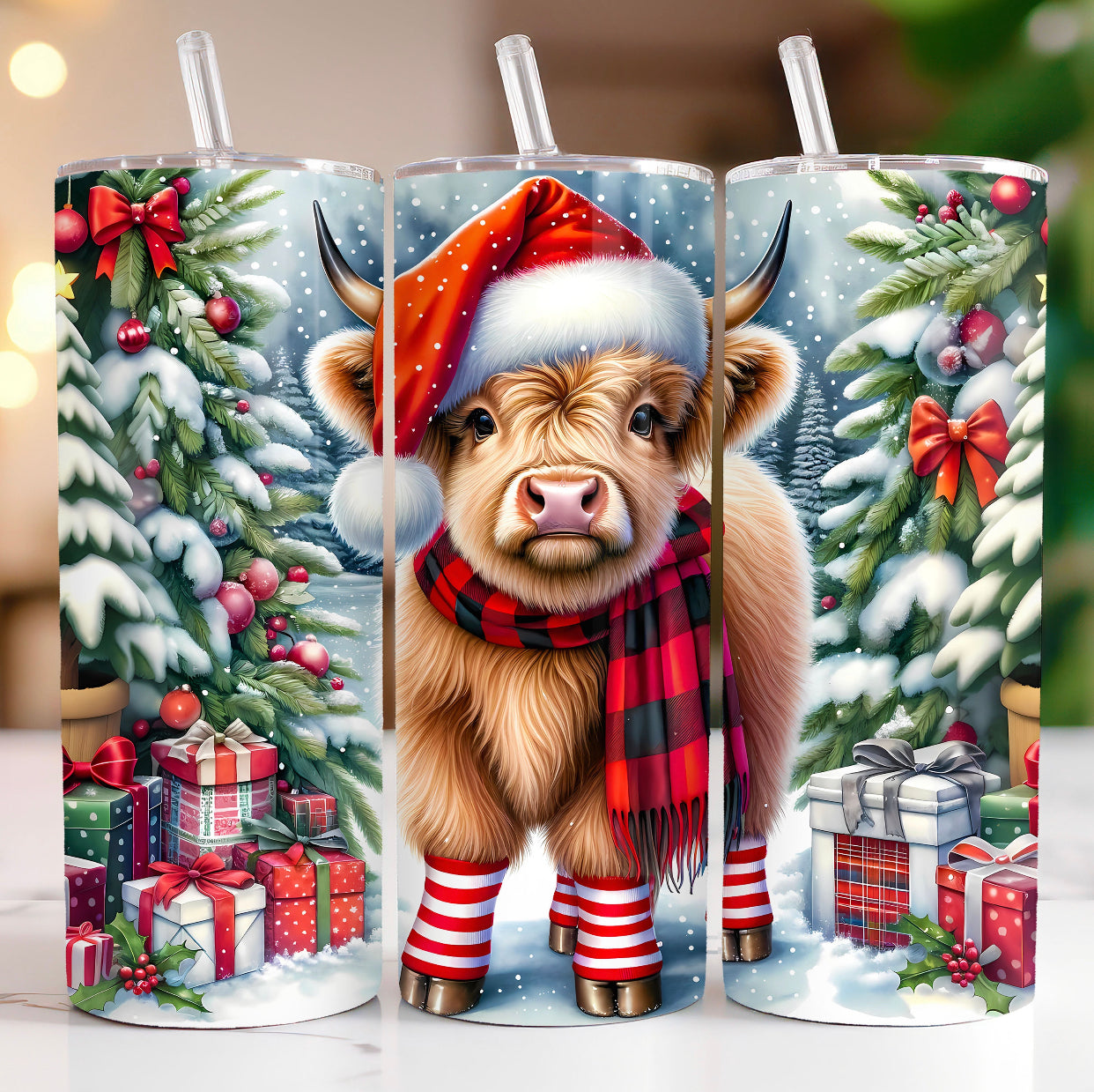 Christmas Highland Cow 20 oz