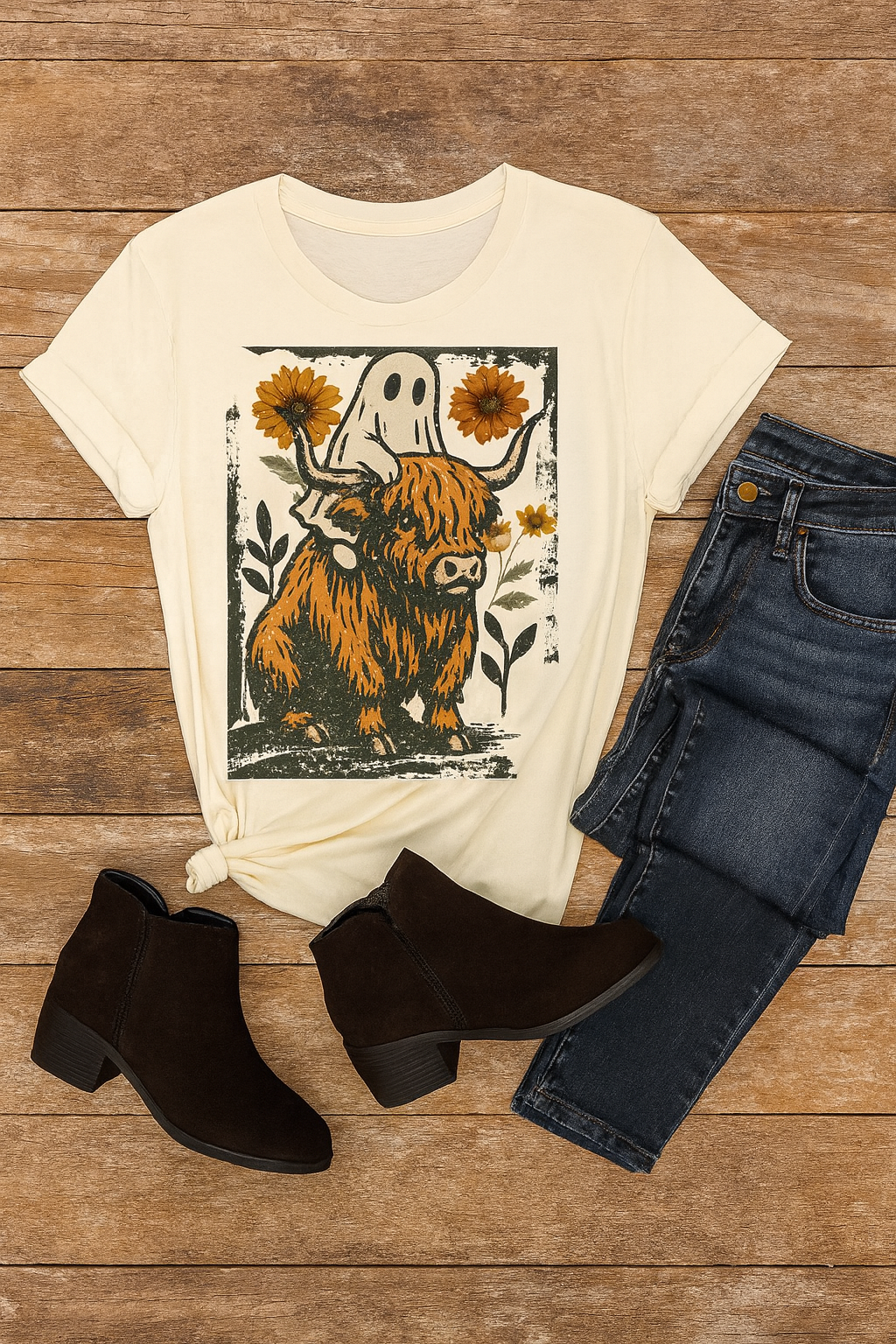 🐂👻 Highland Cow & Ghost Graphic Tee