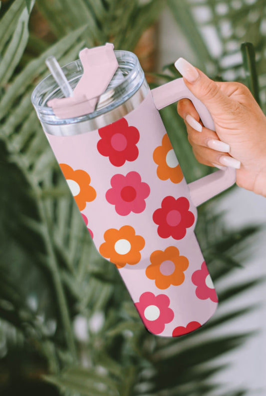 Colorful Flowers 40 oz Pink Tumbler