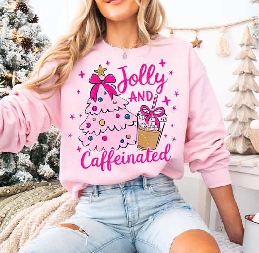 Jolly and Caffeinated Pink Crewneck