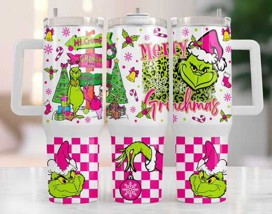 Pink Grinch 40 oz w/handle