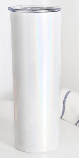 20 oz White Glitter Tumbler